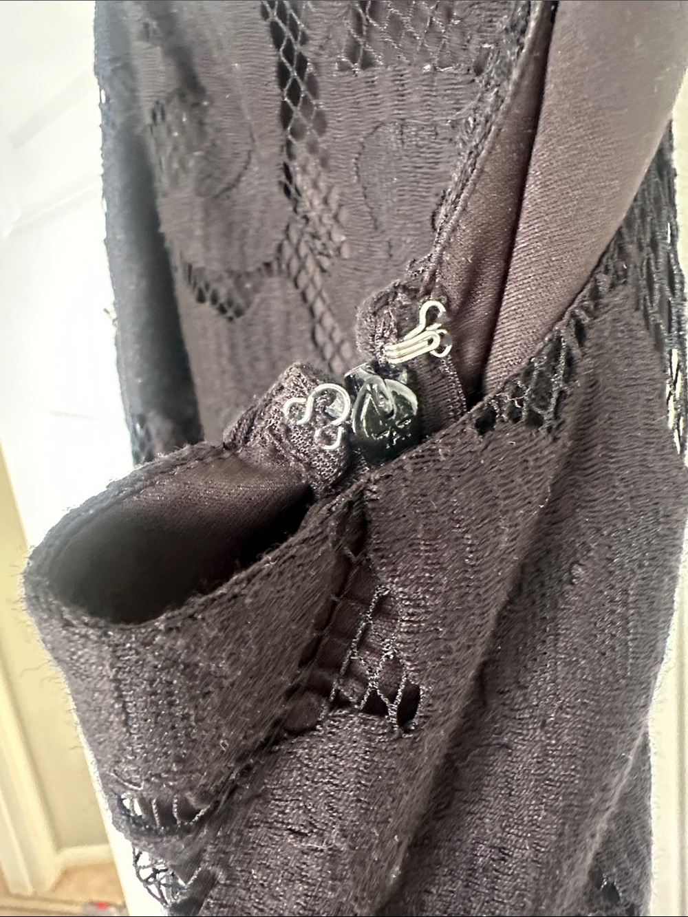 1. State Black Lace Mini Slip Dress with Scalloped Hem - Picture 3 of 5